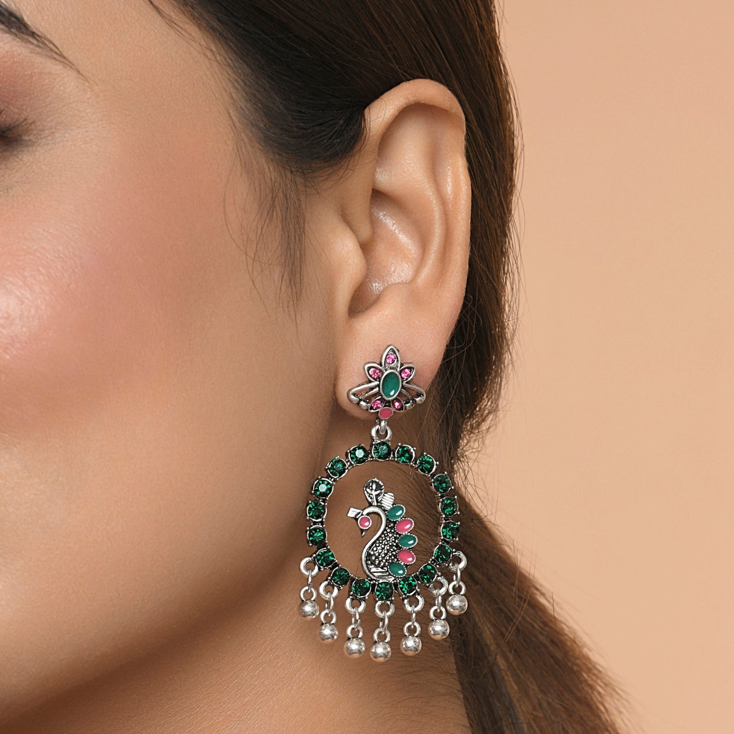 Green Vintage Peacock Earring