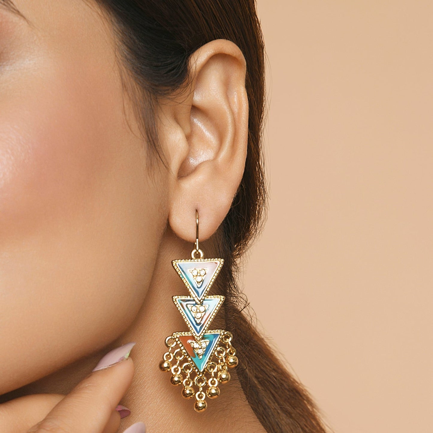 Multi Color Triangle Drop earring