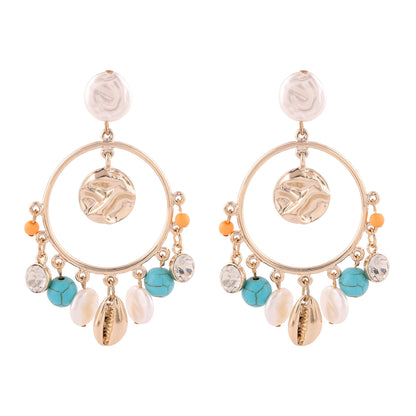 Multi  Pearl & Charm Hoop Earring