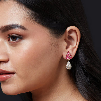 Rose Pink Floral Drop Earring