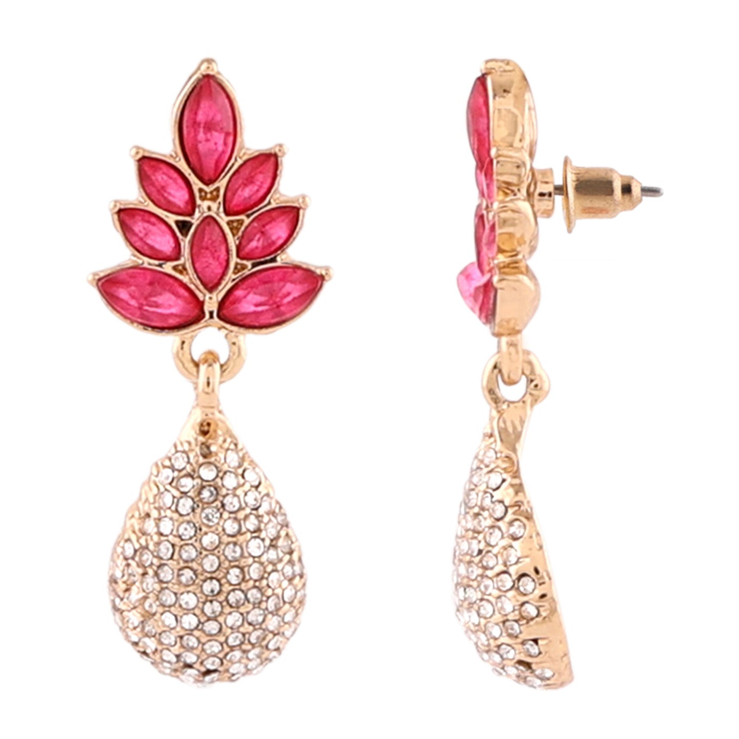 Rose Pink Floral Drop Earring