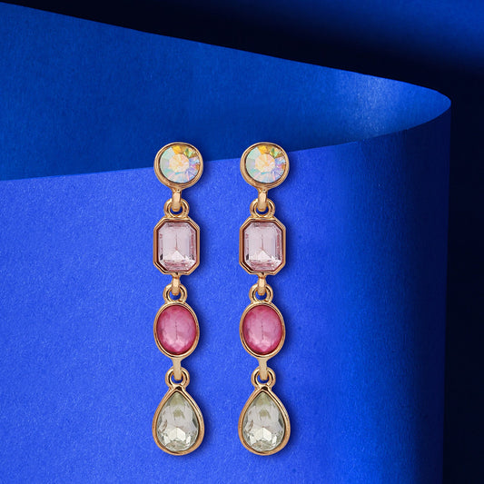 Pink Pastel Geometricmetric Short Drop Earring