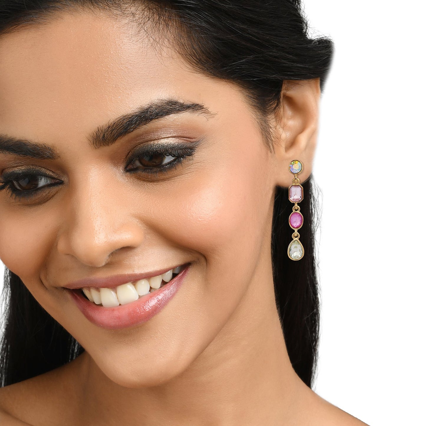 Pink Pastel Geometricmetric Short Drop Earring