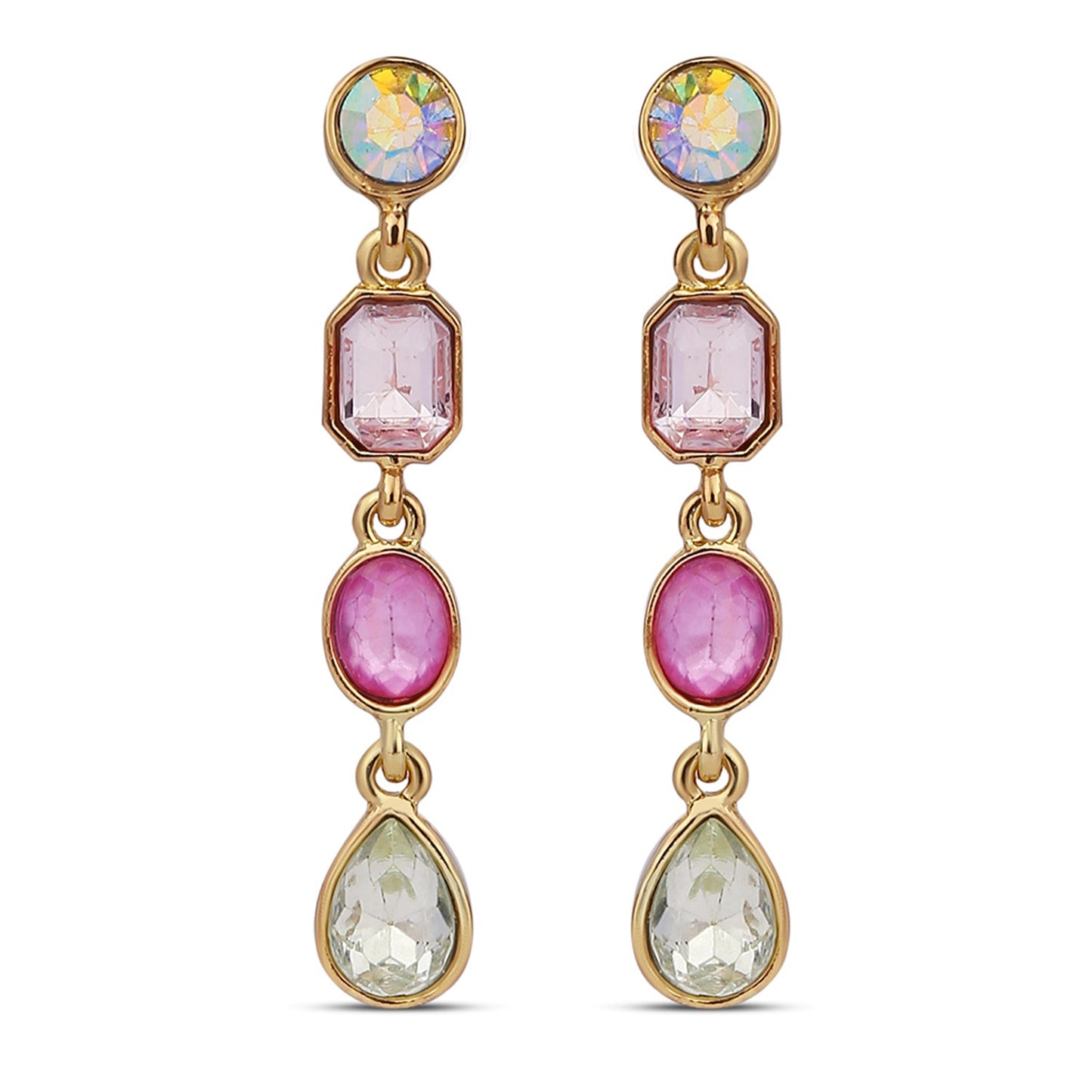Pink Pastel Geometricmetric Short Drop Earring