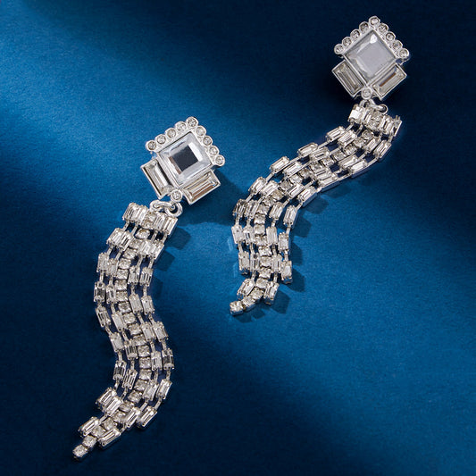 Contemporizes Crystal Deco Tassel Earring