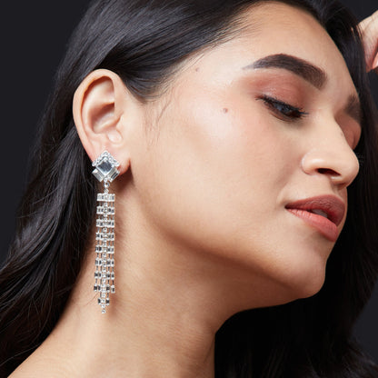 Contemporizes Crystal Deco Tassel Earring