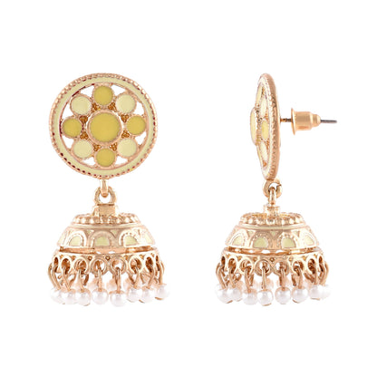 Pretty Enamel Yellow Jhumka
