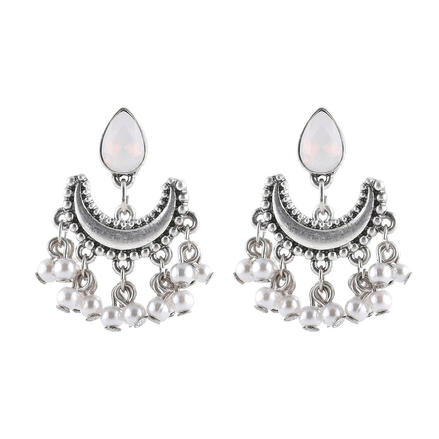 Oxidised Silver Opal Drop Earrings