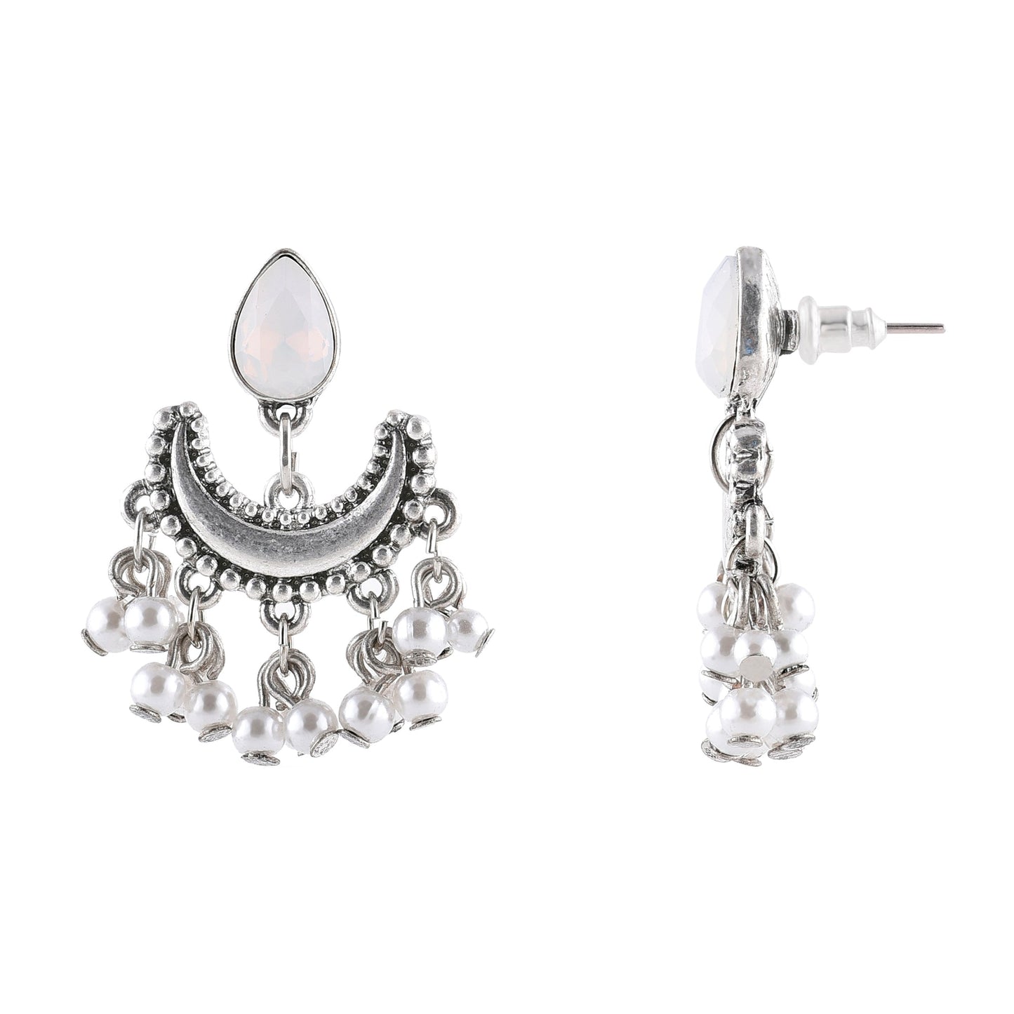 Oxidised Silver Opal Drop Earrings