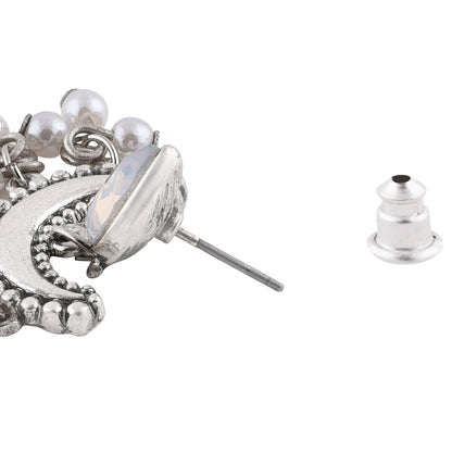 Oxidised Silver Opal Drop Earrings