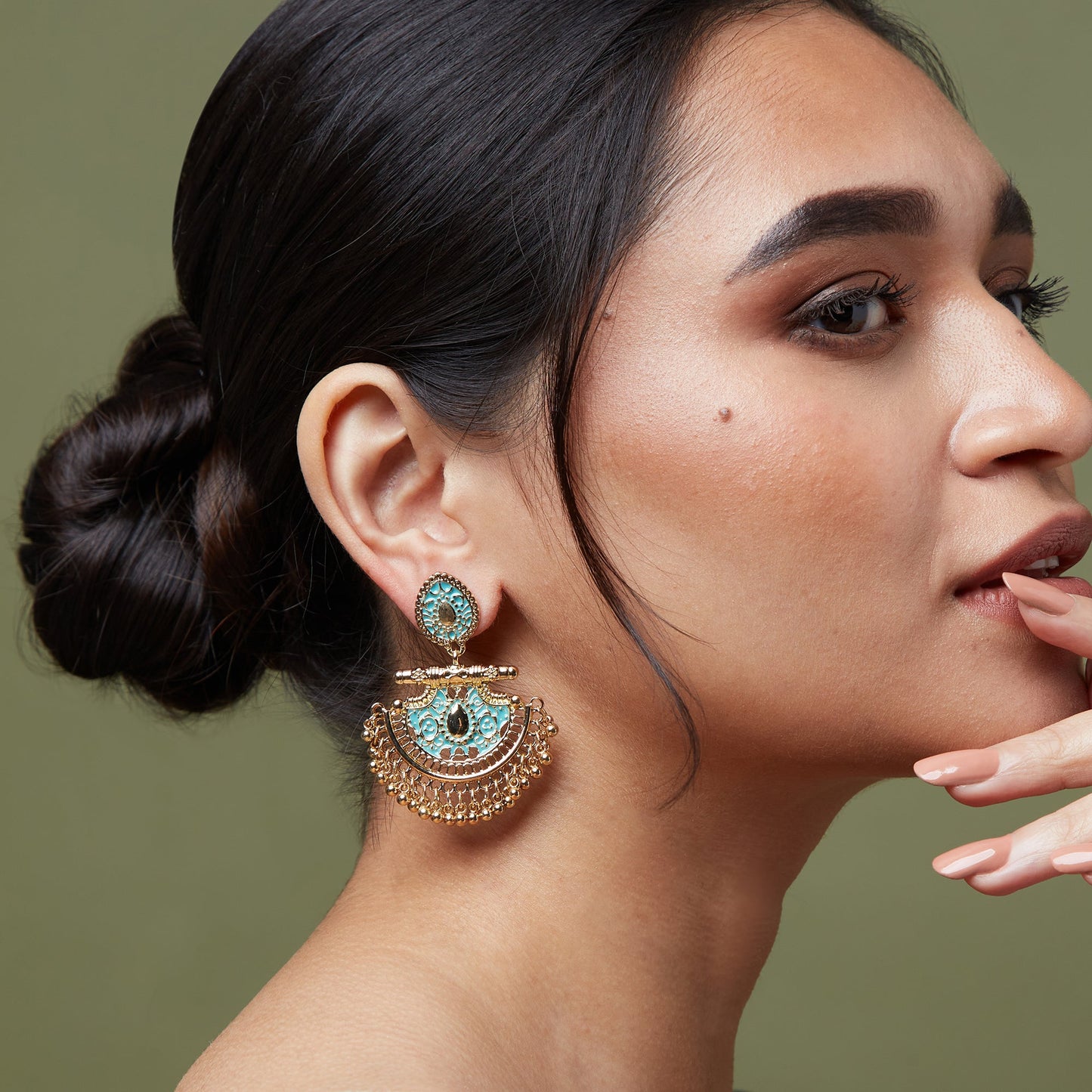 Multi Enamel Rajwada Earrings