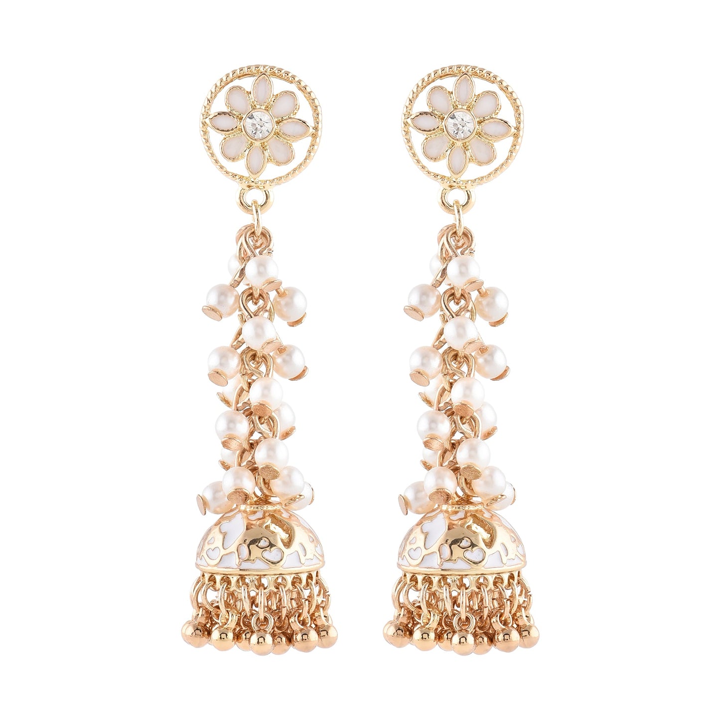 Gold Enamel Long Jhumka