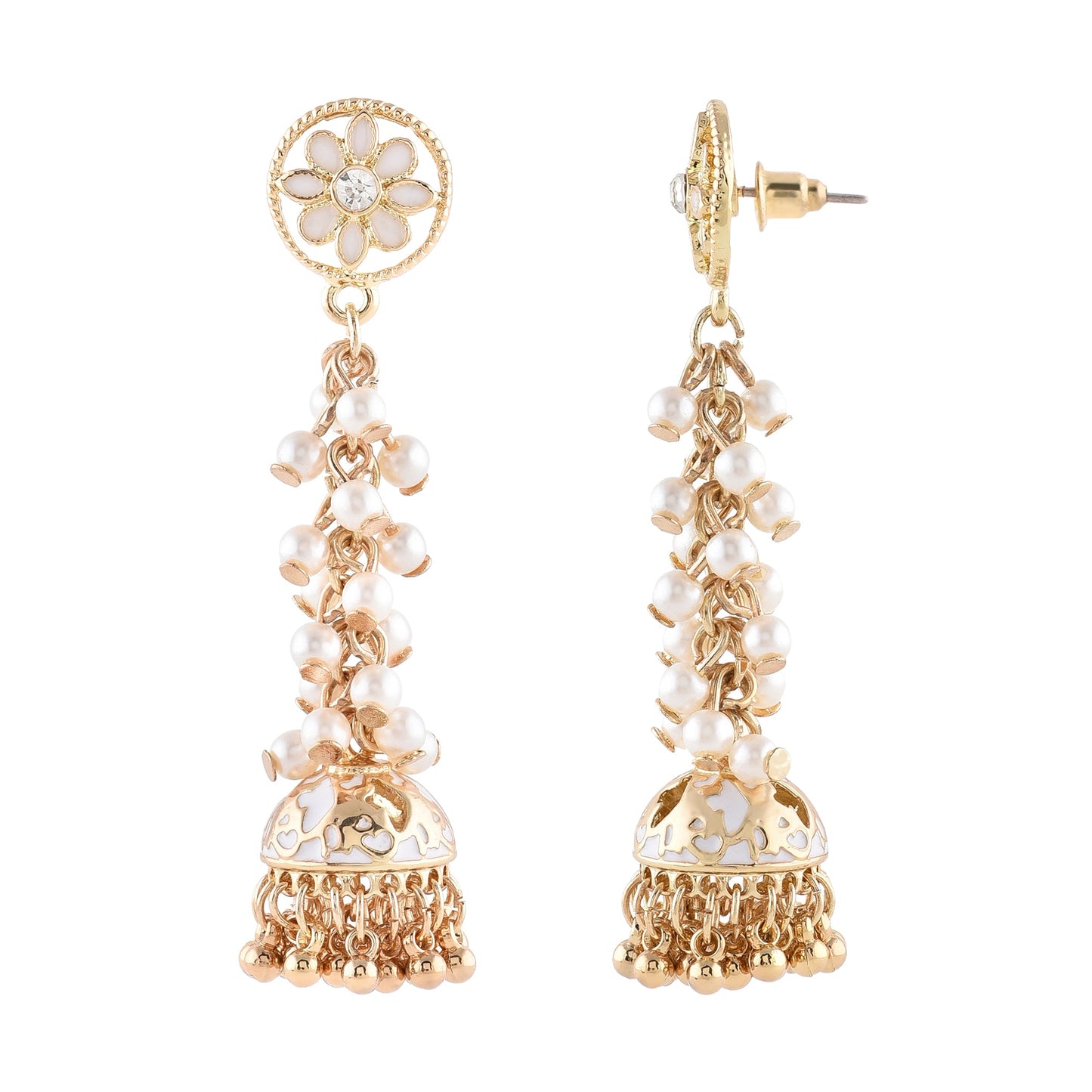 Gold Enamel Long Jhumka