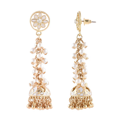 Gold Enamel Long Jhumka