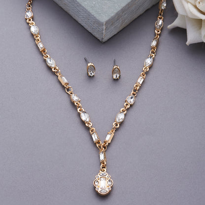 Silver Deco Crystal Necklace and Earring set