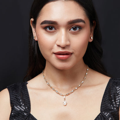 Silver Deco Crystal Necklace and Earring set