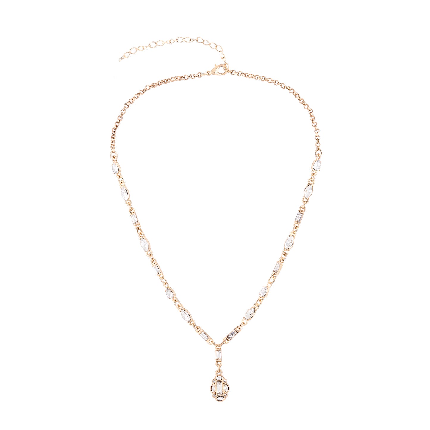 Silver Deco Crystal Necklace and Earring set