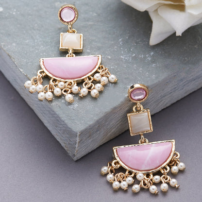 Blush Pink Geometric Drop Earrings