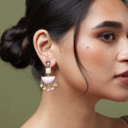 Blush Pink Geometric Drop Earrings