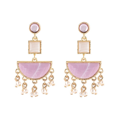 Blush Pink Geometric Drop Earrings