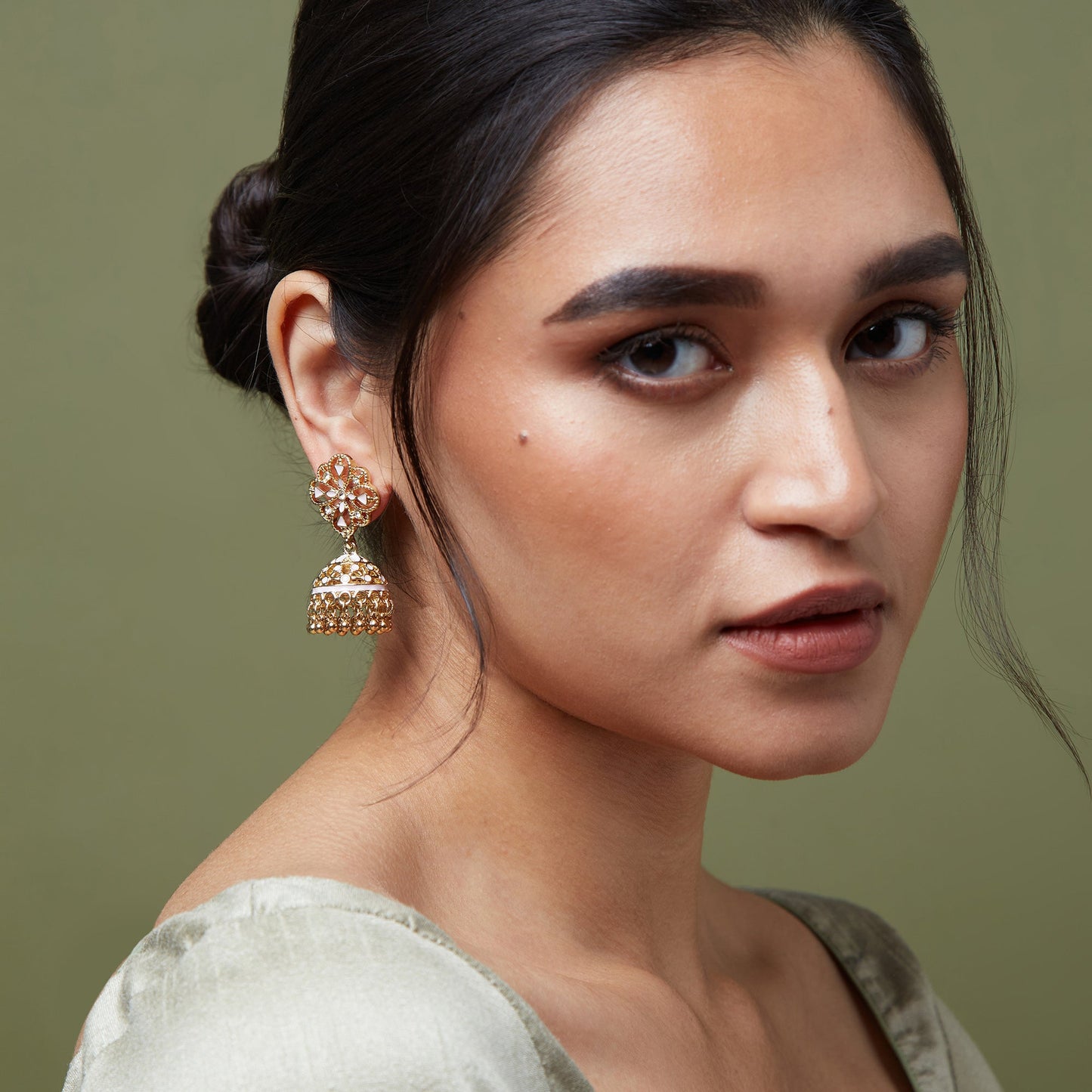 Gold Filligree Pink Short Drop