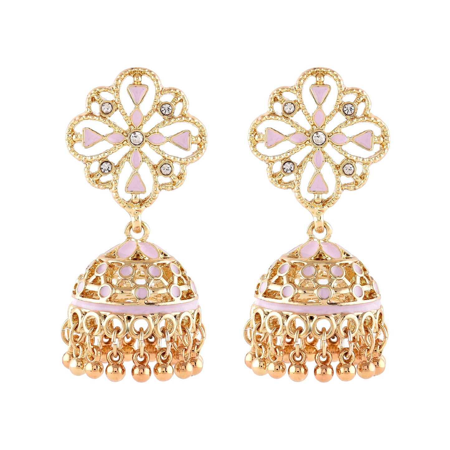 Gold Filligree Pink Short Drop