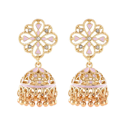 Gold Filligree Pink Short Drop