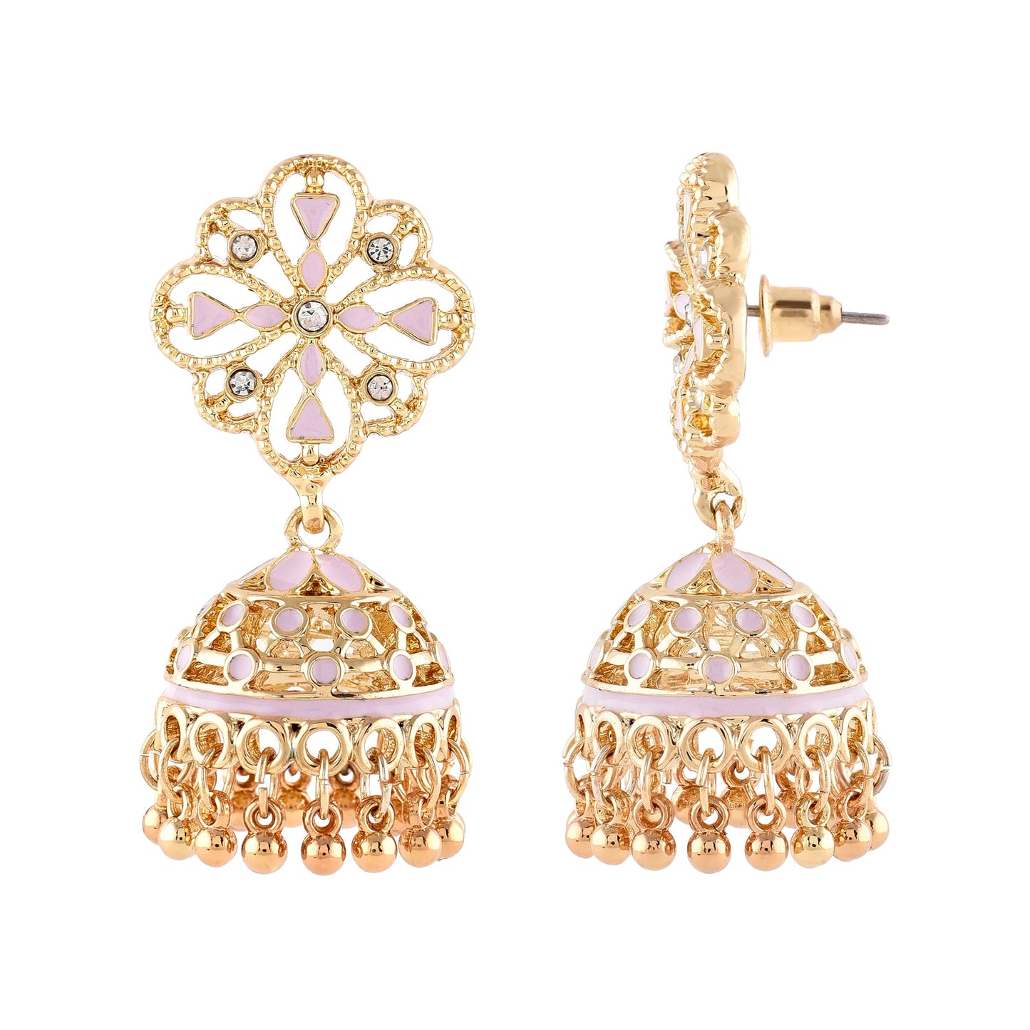 Gold Filligree Pink Short Drop