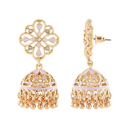 Gold Filligree Pink Short Drop