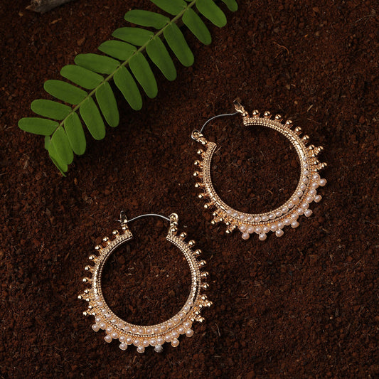 Gold Diamnate Pearl Hoops