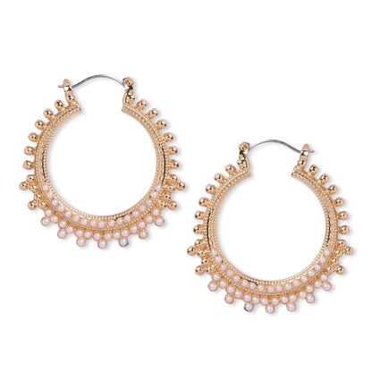 Gold Diamnate Pearl Hoops