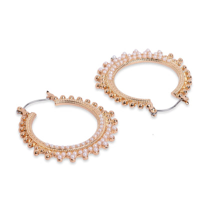 Gold Diamnate Pearl Hoops