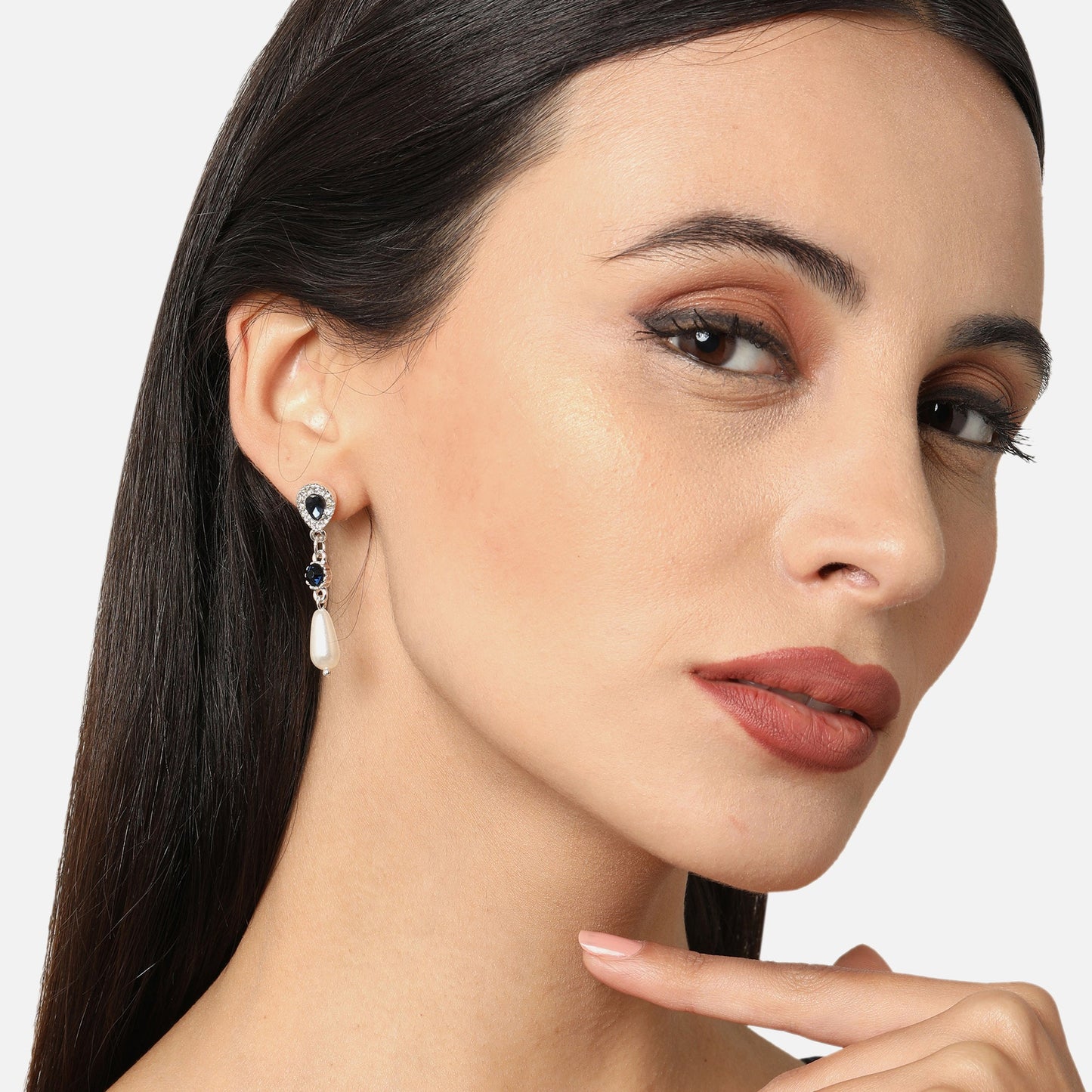 Pearl Short Drop Silver Earring