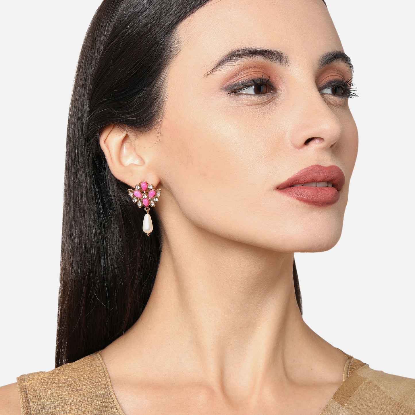 Pink Resin Short Drop Earring