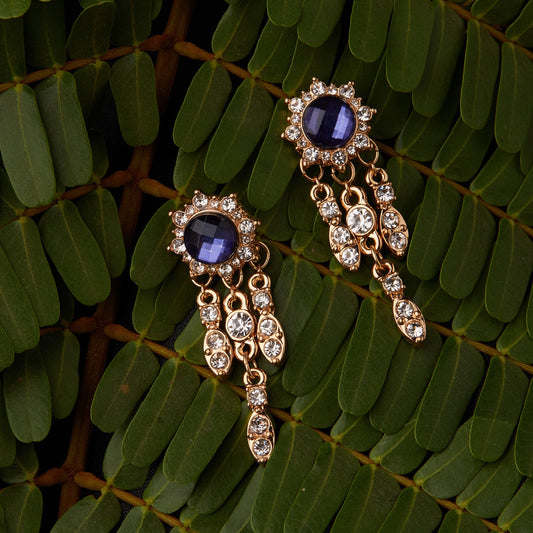 Navy Crystal Short Drop Earring Metal Drops & Danglers