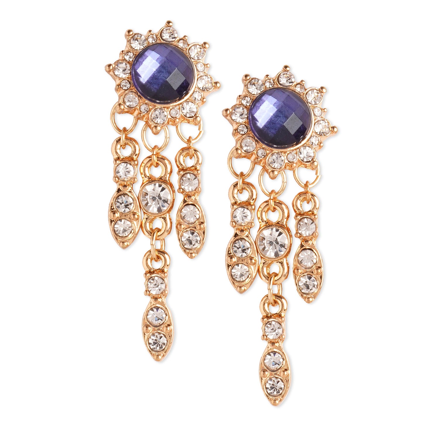 Navy Crystal Short Drop Earring Metal Drops & Danglers