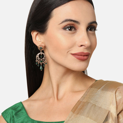 Green Crystal Long Drop Earring