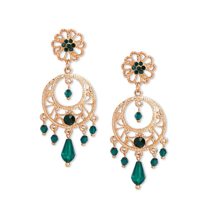 Green Crystal Long Drop Earring