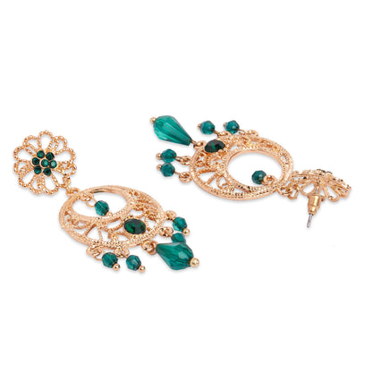 Green Crystal Long Drop Earring