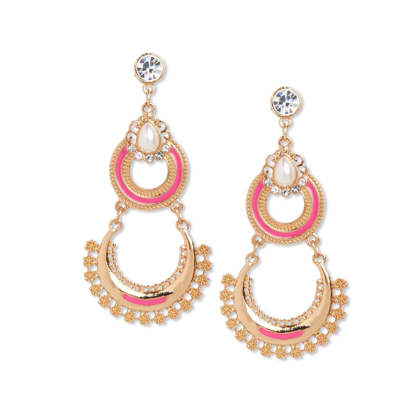 Gold  Pearl Long Drop Chandbalis Earring