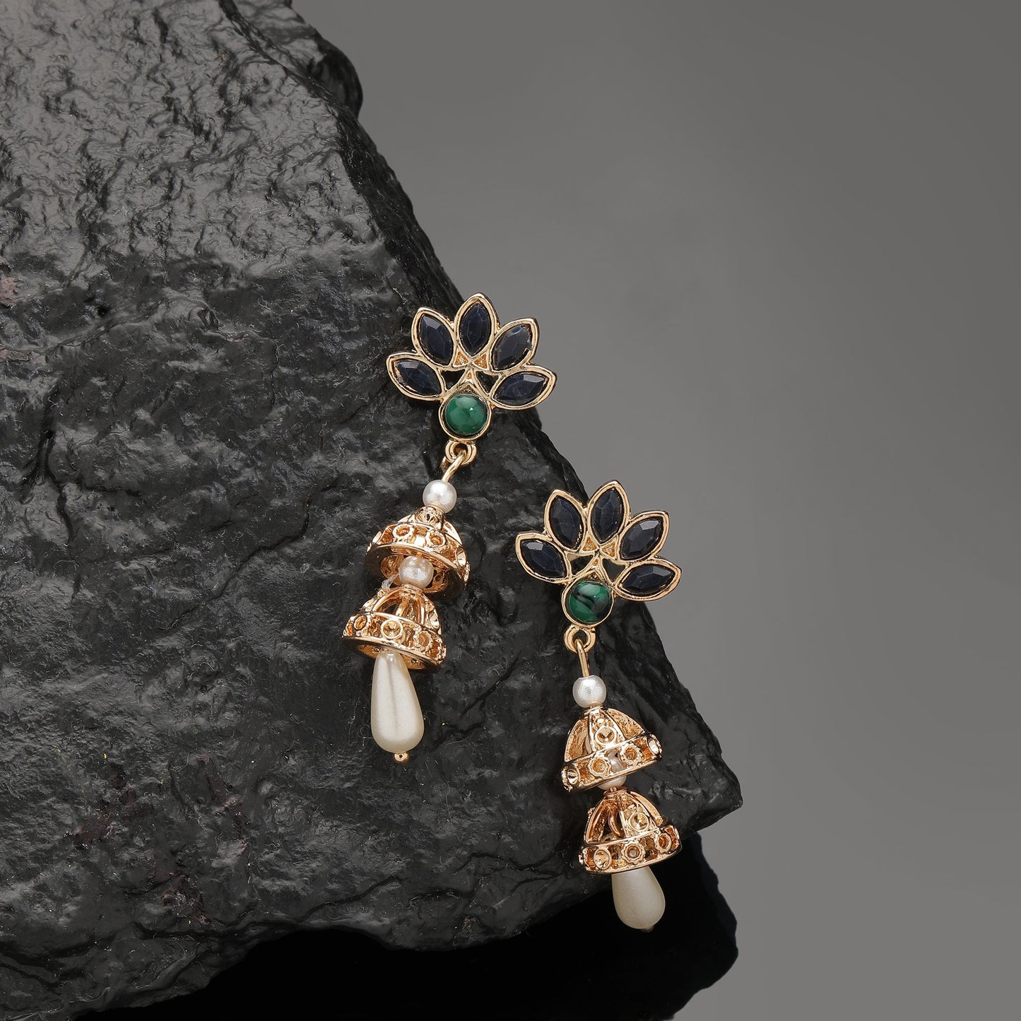 Double Dome Gold Short Drop Earring