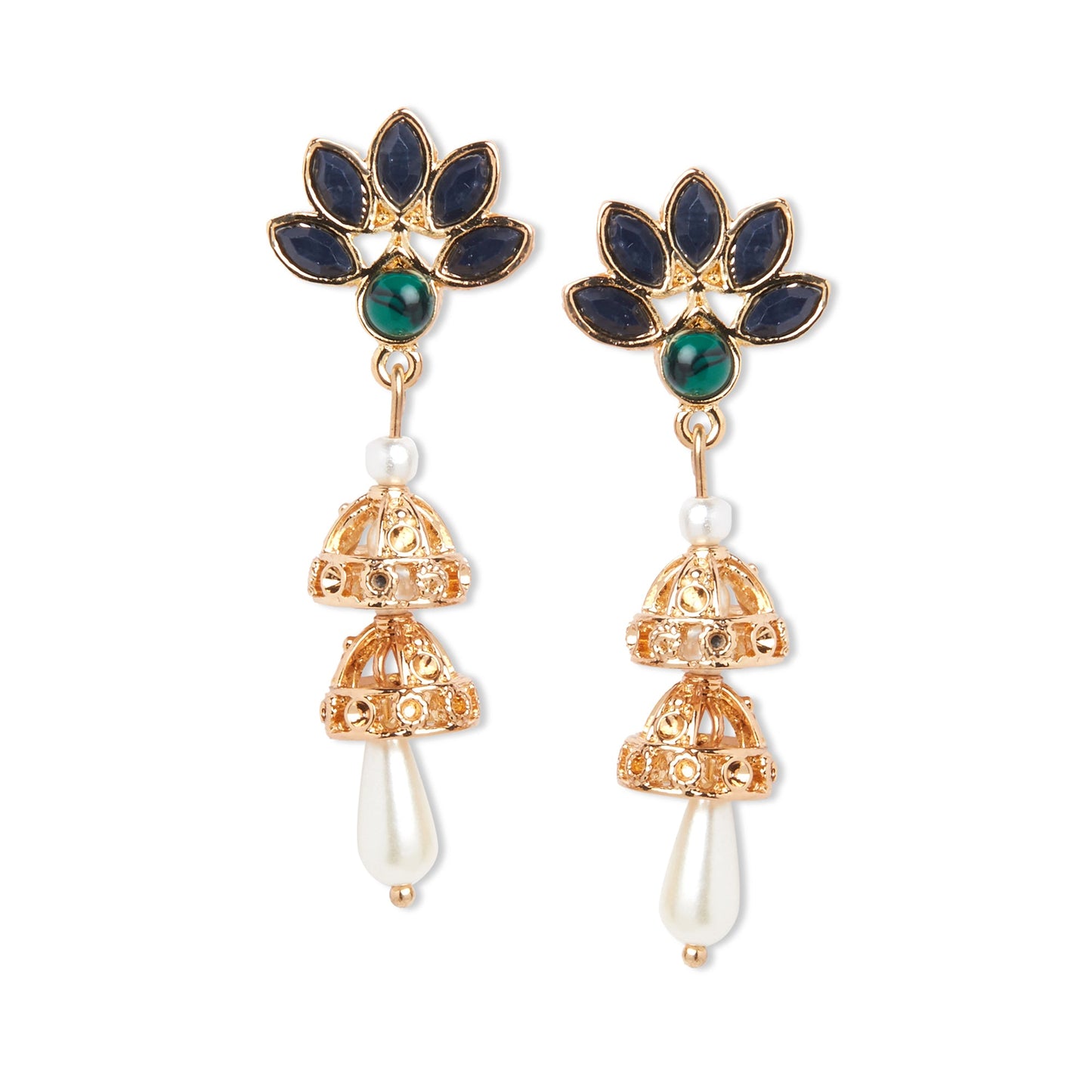 Double Dome Gold Short Drop Earring