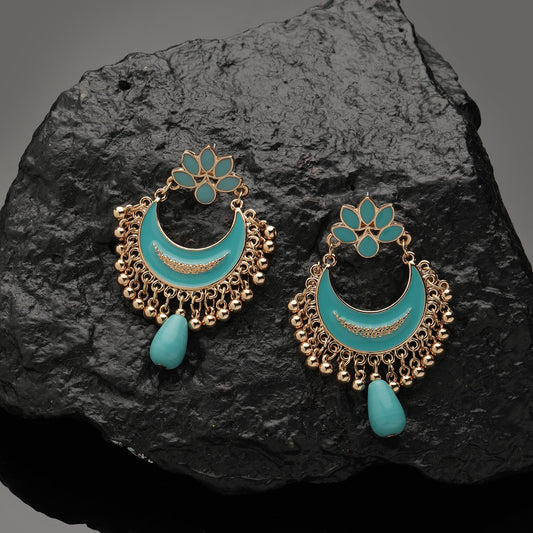 Turquoise Gold Chandbalis Earring