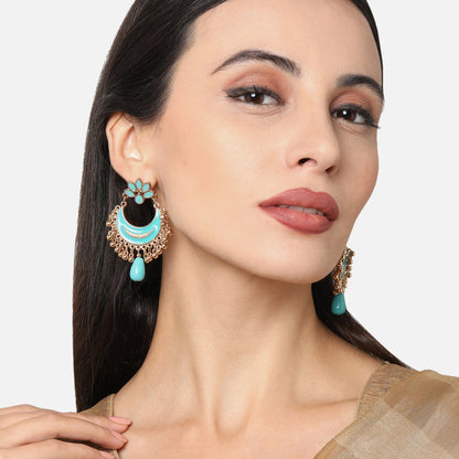 Turquoise Gold Chandbalis Earring