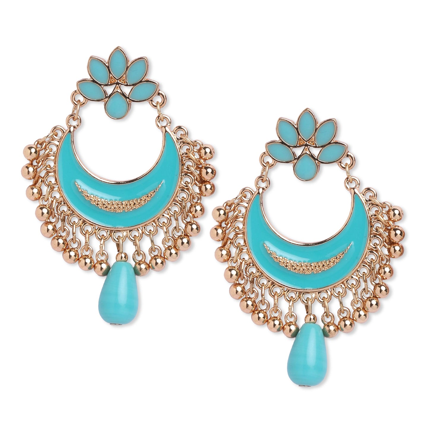 Turquoise Gold Chandbalis Earring