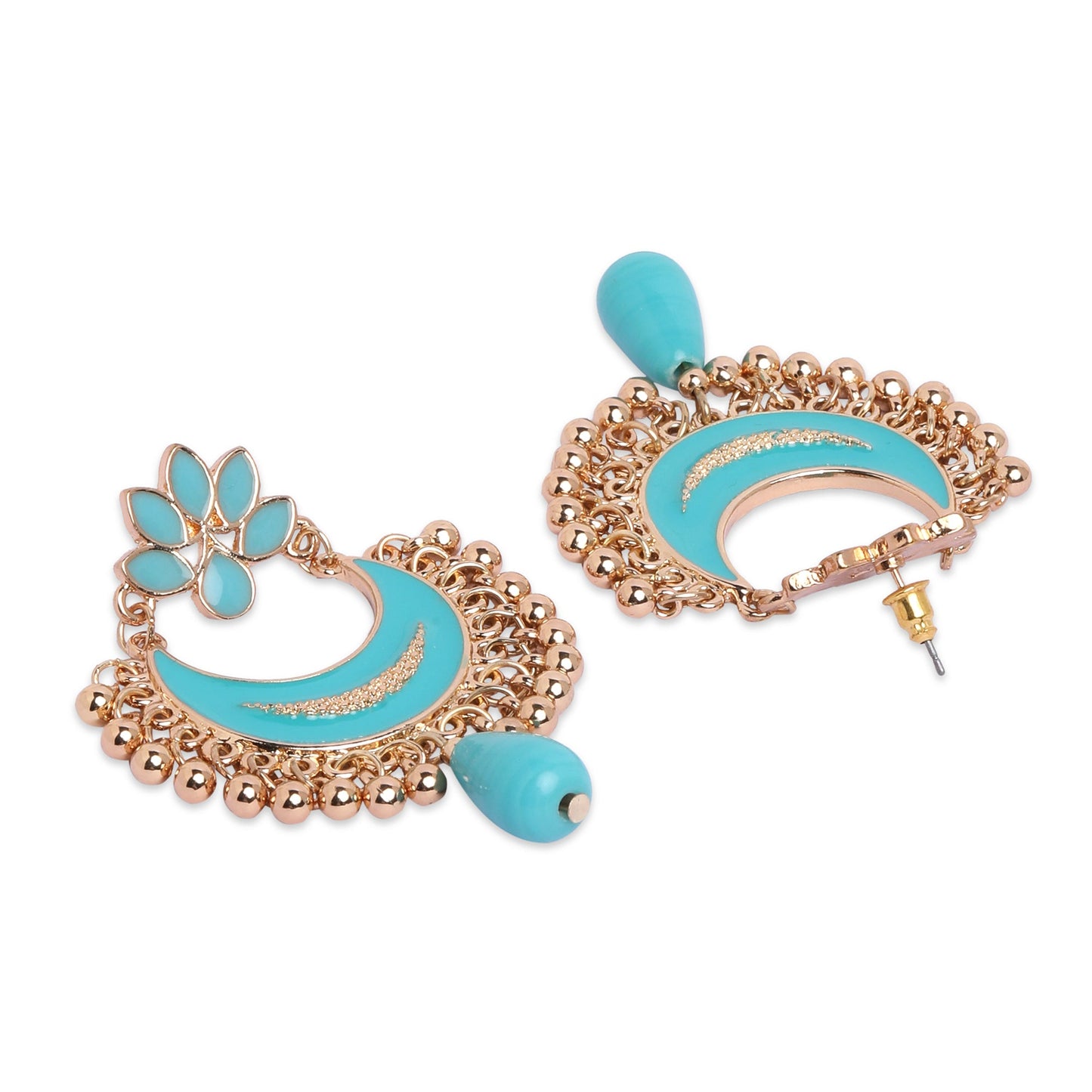 Turquoise Gold Chandbalis Earring