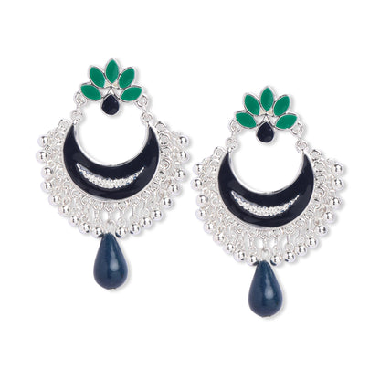 Navy Silver Chandbalis Earring