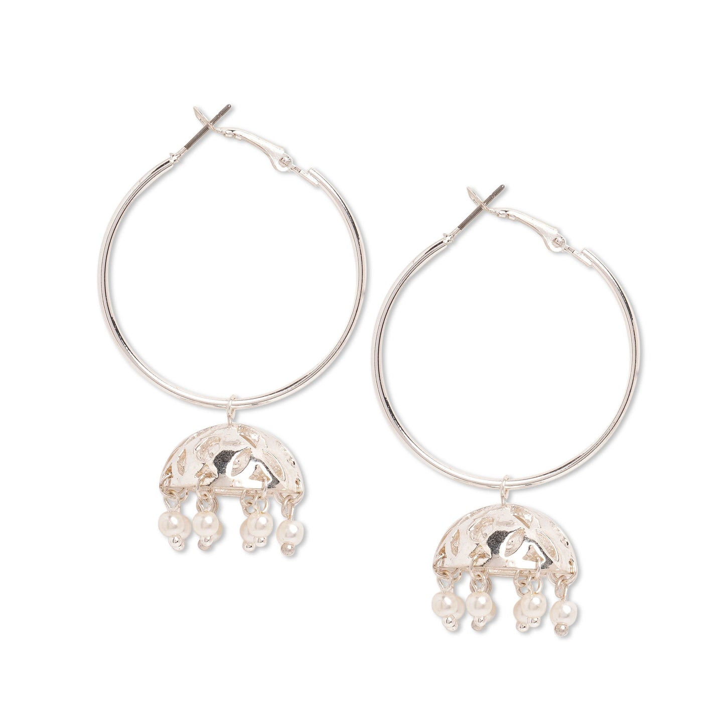 Silver plated Pearl Dome Hoops  Earring