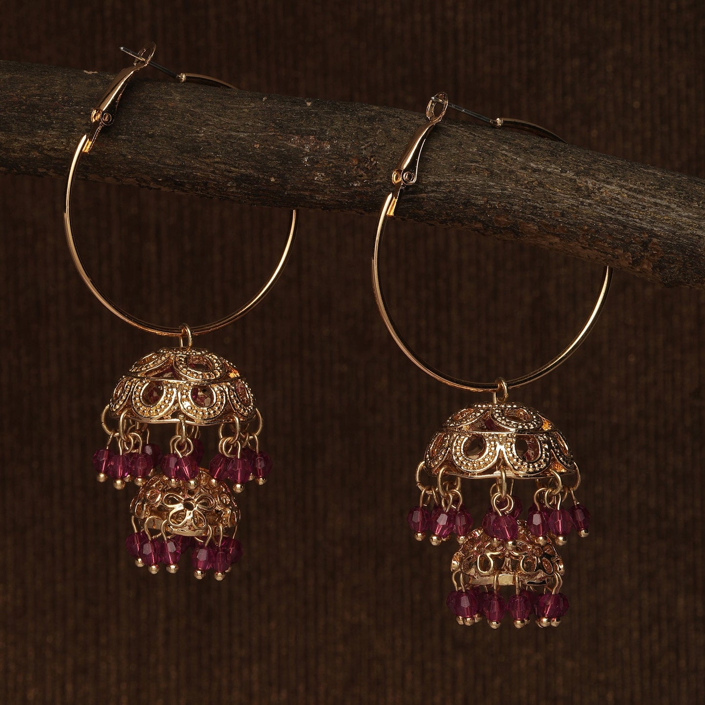 Double Dome Gold Pink Hoops