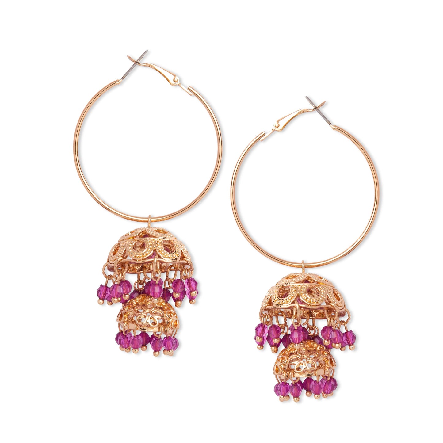 Double Dome Gold Pink Hoops